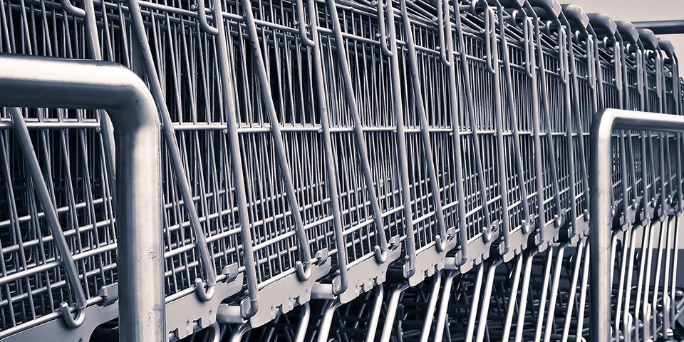 shopping cart in rack